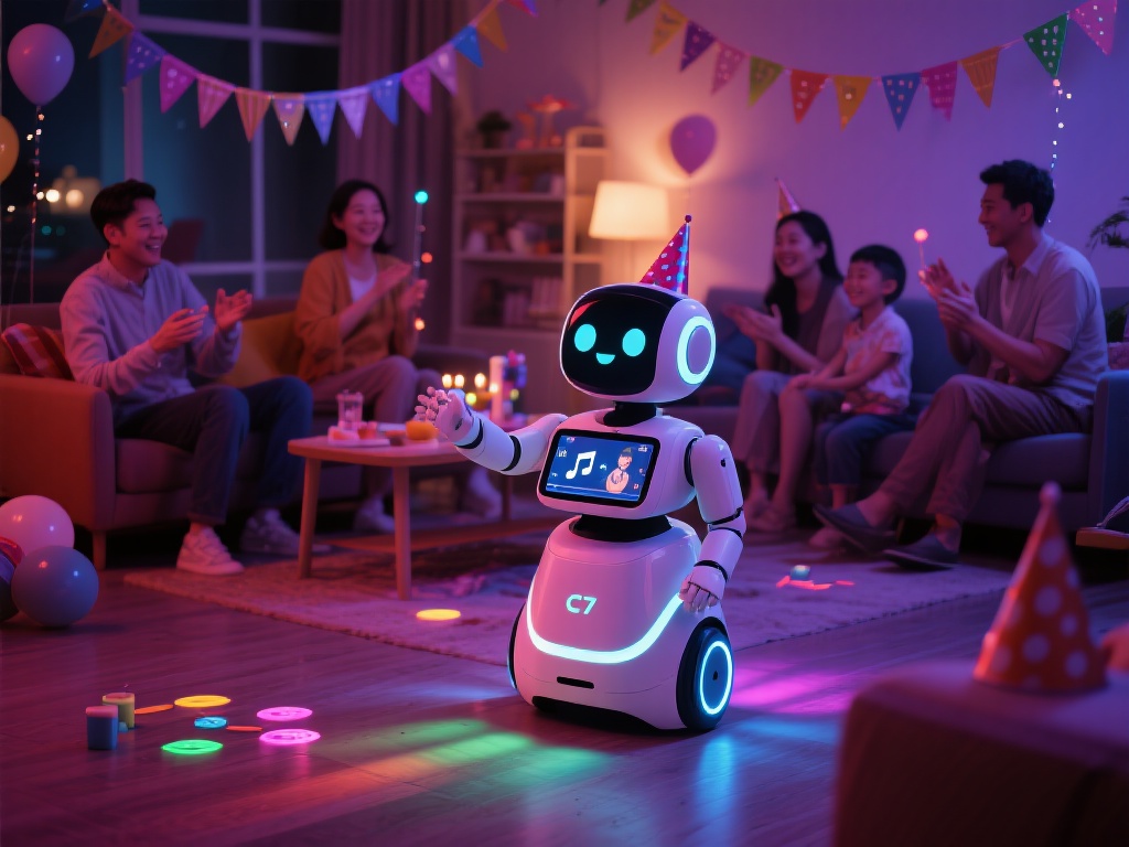 其次，C7娱乐机器人支持多场景应用。无论是举办生日